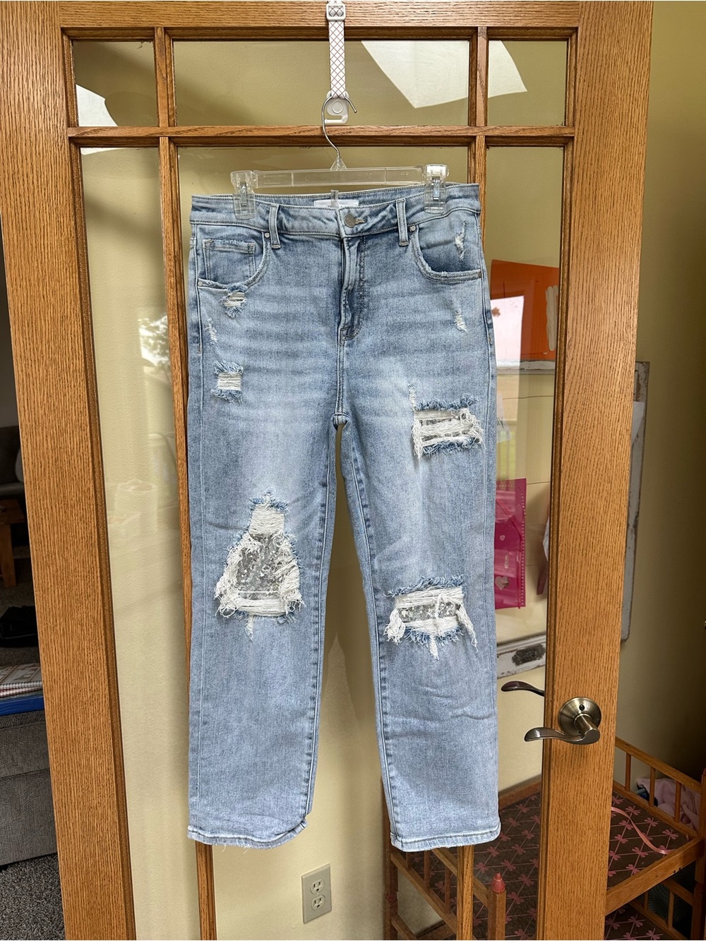 Women’s Light Blue Distressed Boyfriend Jeans
